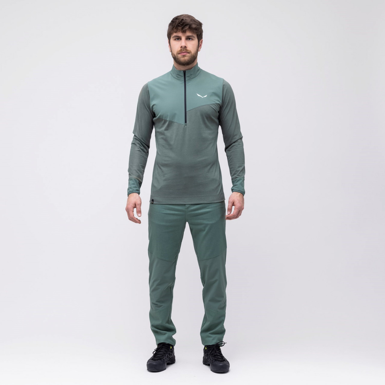 Salewa Alpine Hemp Half Zip Long Sleeve μπουφαν ανδρικα πρασινο Greece FZ1025894